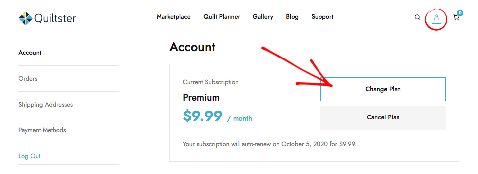 Change Plan Screenshot